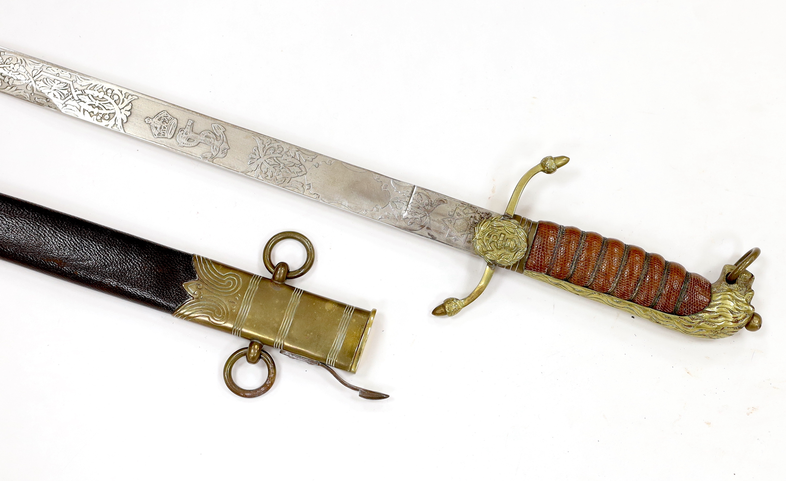 A Royal Navy Officer's naval dirk, maker Manton & Co. blade 46.5cm